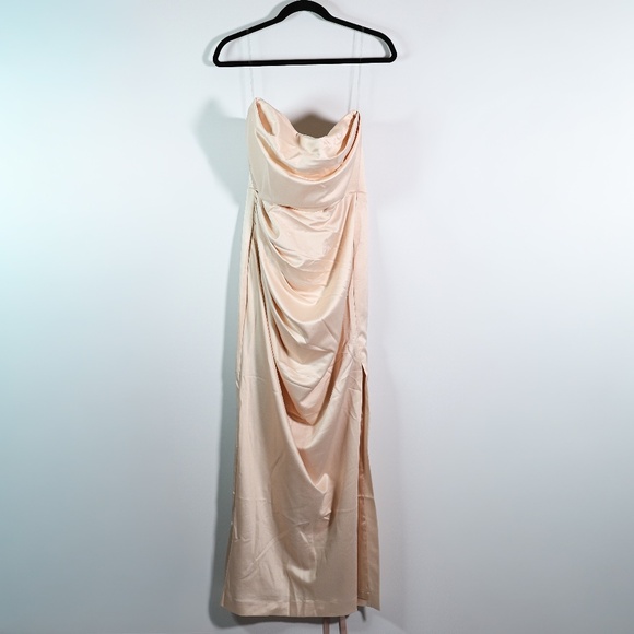 NEW House Of CB Adrienne Satin Stretch Draped Strapless...